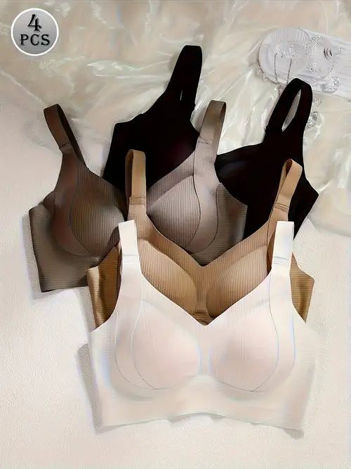 Soutien-gorge Sans Armatures et Sans Couture pour Femme, Couleur Unie, Haute Élasticité, Respirant et Confortable, Bretelles Réglables avec Fermeture à 3 Crochets, Lingerie Douce et Élégante pour le Quotidien