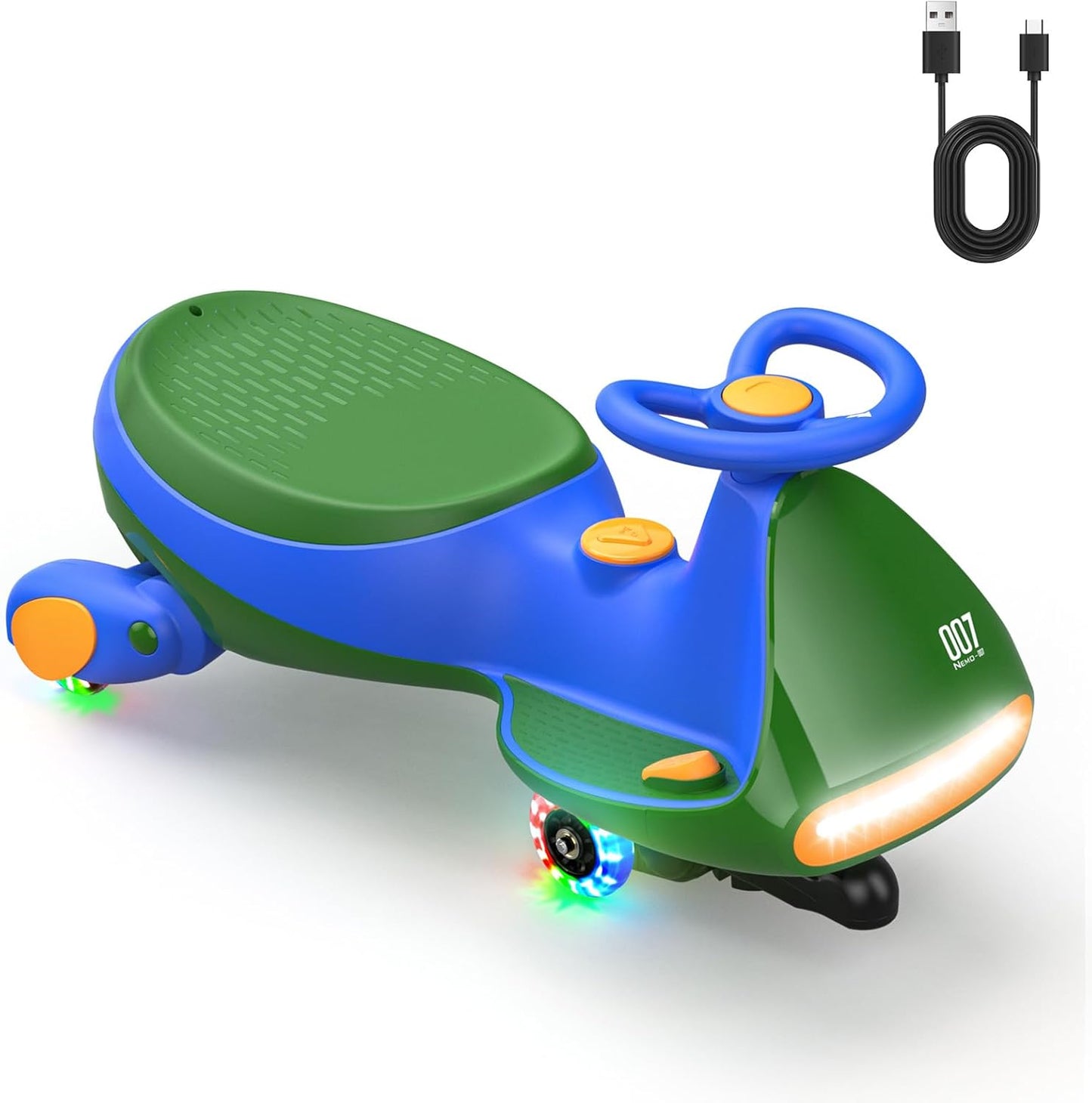FanttikRide 12V N7 Pro Voiture Électrique Enfants, Anti-Bascule, Ergonomique, 2 en 1, 2 Vitesses, Roues Clignotantes, Bluetooth, Chargement Type C, pour Enfants à Partir de 3 Ans,Bleu-Vert.